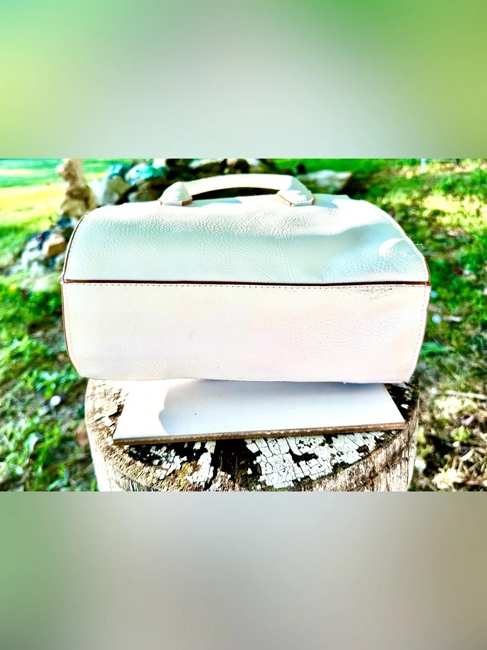 Christian Siriano Cream and Blush Trim Satchel